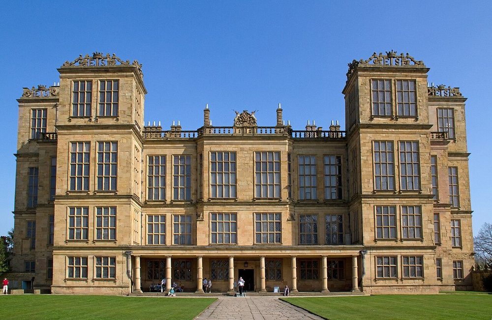 Hardwick Hall, Derbyshire - built for Bess of Hardwick, and the house the phrase 'more glass than wall' was coined about.
